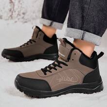 Winter Snow Boots For Men Water Resistant Warm Fur Lined Anti Slip Work Ankle Shoes Casual Lightweight Hiking Outdoor Trekking Boot