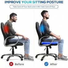Gel Seat Cushion NonSlip Egg Seat Cushion Chair Pads Office Chair Car Seat Cushion For Sciatica And Back Pain Relief Coccyx Cushion For Home Wheelchair Computer Desk Chair Truck - Blue+Super Large - 19x18x1.65inch - View 5