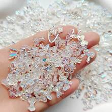 92/182 piezas Decoración de lazos holográficos de resina, aproximadamente 30 tipos de accesorios de lazos 3D transparentes de color AB, adecuados para manualidades DIY y decoración del hogar - Artesanía compleja