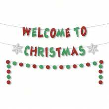 Ensemble de décorations de Noël, bannière murale avec lettres de Noël, flocons de neige et drapeaux. Décoration créative pour l'ambiance festive de Noël