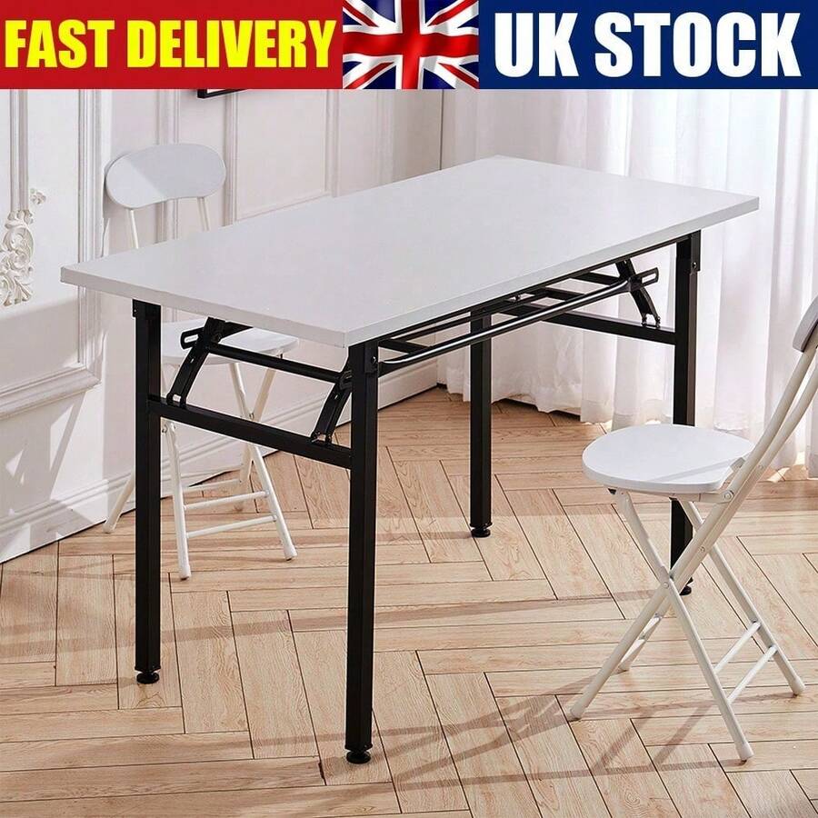 80/100cm Folding Computer Desk Home Office Laptop Table Study Read Writing Desk - White - View 1