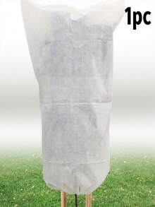 1 件可重复使用的白色植物覆盖袋，带拉绳 - 适用于树木、灌木和盆栽植物的防霜冻保护，耐用无纺布材质，80 厘米 * 60 厘米，带白色拉绳封口 - 白色 - 查看 8