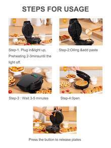 600W 三合一华夫饼机，带可更换盘子 - 不粘双加热，小巧便携，适用于华夫饼/饼干/甜甜圈，可拆卸和可清洗，节省空间的设计，易于清洁，多功能早餐机 - 黑色 - 查看 10