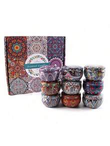 4/1Scented Candle Set With Colorful Box, Multiple Scent Combinations, Pleasant & Rich Fragrance, Smokeless, Long Burning Time - Christmas Gift Ideal For Family & Friends,Christmas Candle,Gift Sets For Women For Wedding, Birthday, Festivals, Wedding Souvenirs,Aromatherapy Candles For Home,Candle Present For Men And Women, For Birthday Christmas Day Yoga Bath, Valentine's Day Gift, Home, Hotel Decoration, Retro Pattern Design, Soy Wax,