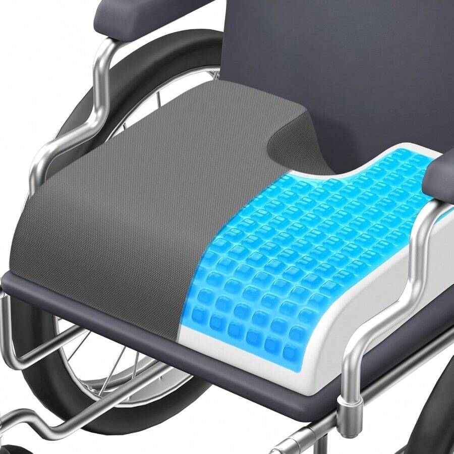 TranquilMoments Seat Cushion Gel Wheelchair Seat Cushion Ergonomic Chair Cushions For Office Chairs And Car Relieve Sciatica Back And Tailbone Pain Removable Cover And Non Slip Bottom Black - 灰色 - 查看 1
