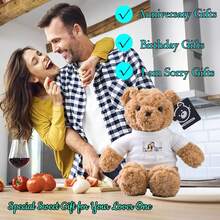 一只泰迪熊摆件,可定制文字和图片,趣味礼物,可作娃娃衣服、卧室装饰、圣诞礼物、生日装饰、个性化礼物,适合大学宿舍装饰、万圣节装饰、家居装饰、婚礼装饰、汽车装饰、洗礼、送给女性的礼物、圣诞装饰品、圣诞礼物。永恒的爱 - 彩色 - 查看 4