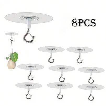 2/8pcs Ceiling Hooks Decorative Hanging Clips For Plants, Lights, Balloons, Spinners & Curtains - No Drilling Required! Universal Grip Clips Great For Halloween Decorations