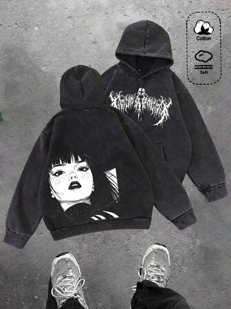 Sudadera con capucha lavable para hombre "Póster vintage", top de manga larga