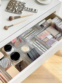 1/4/5/6/7/10pcs Set Simple Transparent Drawer Storage Boxes, Makeup Organizer Boxes, 4 Size Options - Multi-Purpose Storage, Suitable For Desk, Cabinet, Vanity, Can Store Cosmetics And Skincare, Home Decor, Bedroom Decor, School Supplies - Wave Pattern Transparent - View 10