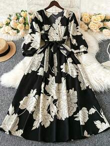 Cinturón casual estilo bohemio con diseño de estampado todo sobre todo con cruce en la cintura