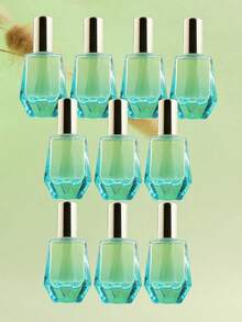 3 件/5 件/10 件/20 件可变渐变蓝色 10ml 可填充精油精华滚珠瓶，便携式样品香水/精华/药油不锈钢滚珠空瓶带金盖