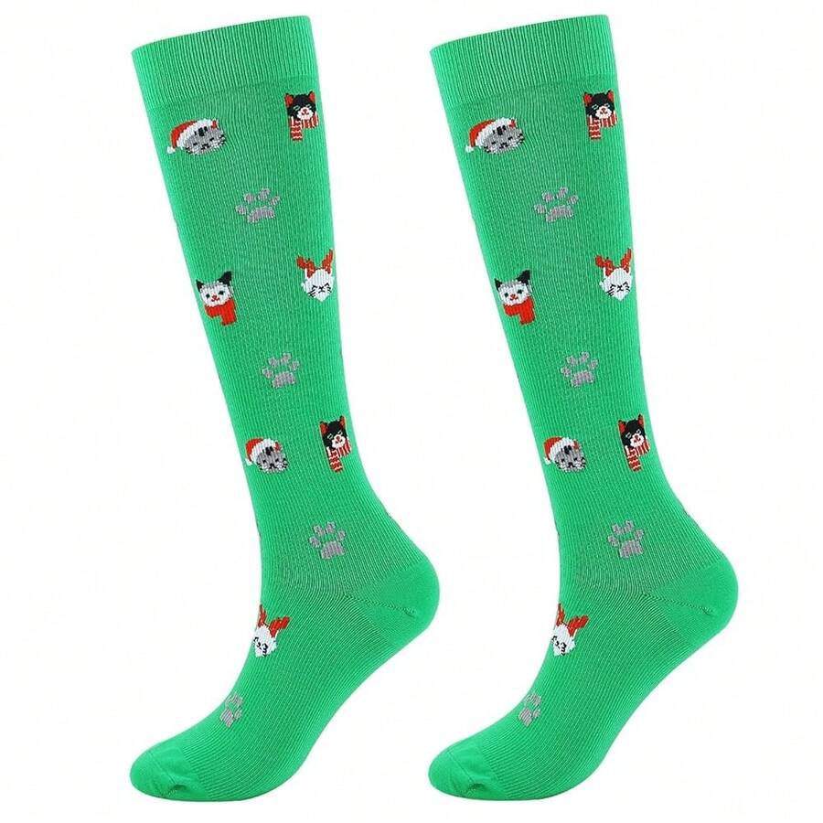 Calcetines de compresión Junely para mujeres, calcetines hasta la rodilla para correr, enfermeras, trabajo, viajes, vuelos, deportes - 9579 - Multicolor2 - Ver 1