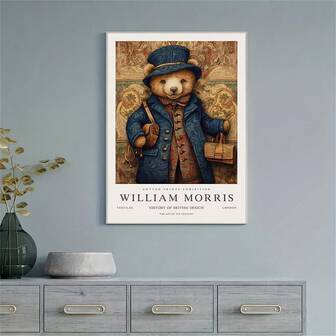 William Morris Bear Canvas Art Print, 31.5x47.2in - Frameless Modern Wall Decor For Living Room & Bedroom