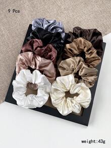 79pcs/Set Maillard Hair Accessories Set: Large Matte Claw Clips, Silk Satin Scrunchies & Seamless Elastic Ties, Versatile Earth Tone Headwear For Women - Multicolor - View 13