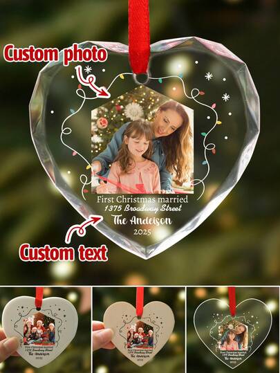 Personalized Christmas Decorations, Custom Christmas Decor With Photo And Text, Customized Christmas Tree Decorations, Customizable Picture Christmas Gifts, Christmas Crafts, Christmas Home Decor, Party Decorations, Christmas, Room Decor, Acrylic/Crystal/Ceramic/Wood, Mom
