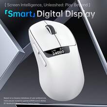 Mouse Gamer Sem Fio 1000Hz Com Tela, FREEWOLF A7 PAW3311 24000DPI RGB Mouse Gamer Com Dock de Carregamento Magnético para PC e Laptops