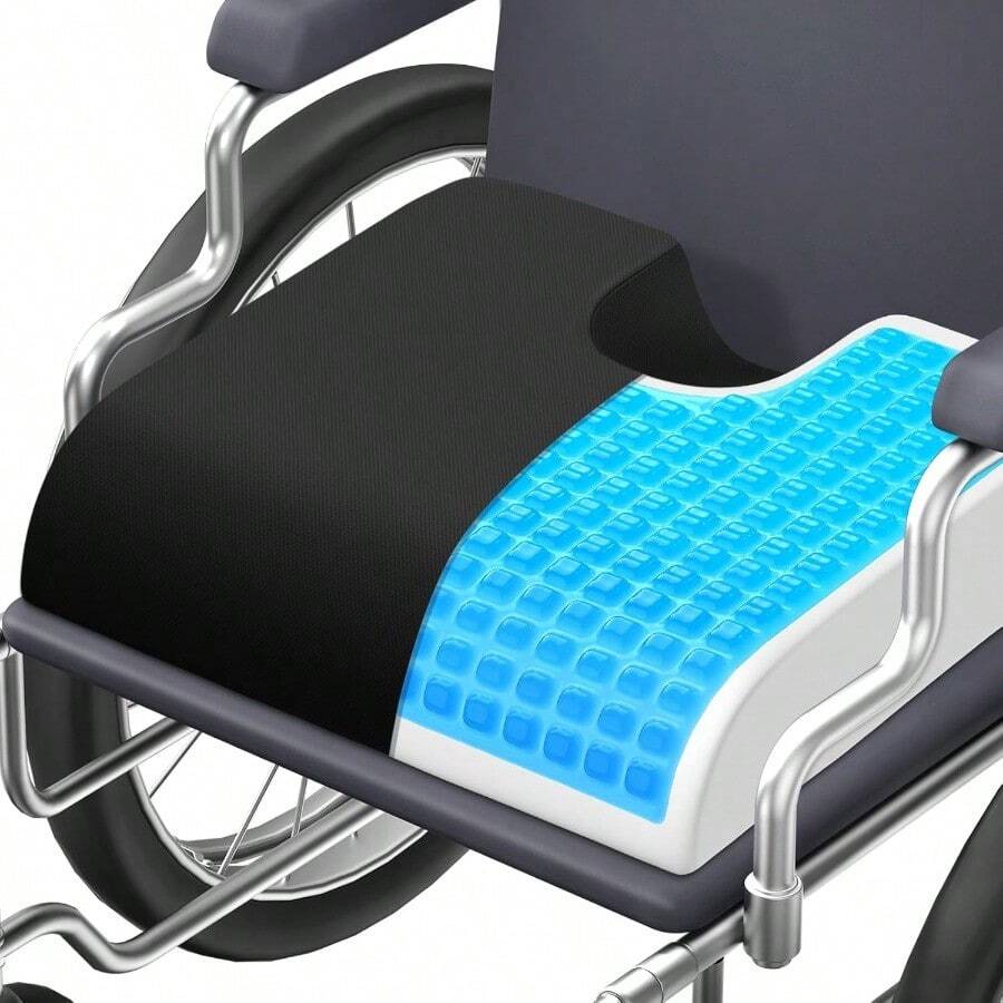 TranquilMoments Seat Cushion Gel Wheelchair Seat Cushion Ergonomic Chair Cushions For Office Chairs And Car Relieve Sciatica Back And Tailbone Pain Removable Cover And Non Slip Bottom Black - 黑色 - 查看 1