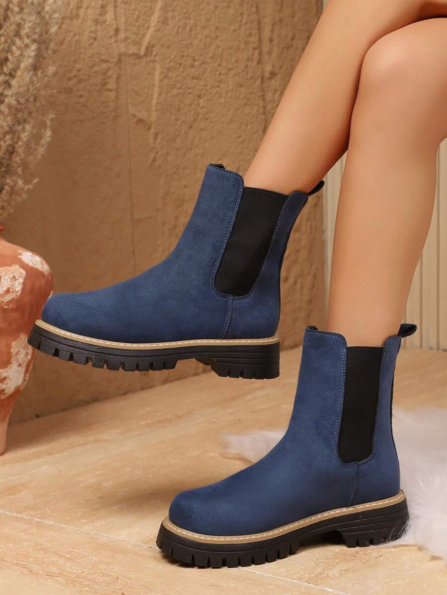 Damen Lässig Slip-On Knöchelstiefel, vielseitig für den täglichen Gebrauch