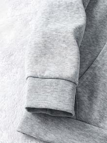 Plus Size Men's MILANO Letter Print Casual Hoodie And Pants Set, Fall Clothes Winter - Grey - View 3