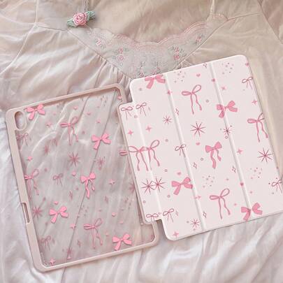 The Beautiful And Cute Cartoon Pink Bow Star Heart Double-Sided Painted Acrylic Transparent Crystal Back Cover Is Shockproof And Suitable For The 7th Generation, 8th Generation (10.2 Inches), And 10th Generation Ipad. It Has A Built-In Pen Slot And Supports Sleep And Wake-Up Functions/Multiple Folding Stand Methods. These Are All Wonderful Halloween And New Year Gifts