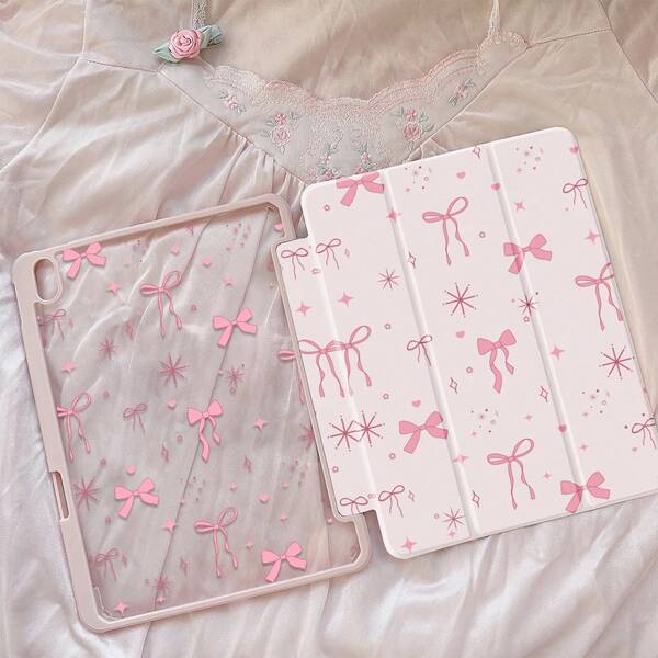 The Beautiful And Cute Cartoon Pink Bow Star Heart Double-Sided Painted Acrylic Transparent Crystal Back Cover Is Shockproof And Suitable For The 7th Generation, 8th Generation (10.2 Inches), And 10th Generation Ipad. It Has A Built-In Pen Slot And Supports Sleep And Wake-Up Functions/Multiple Folding Stand Methods. These Are All Wonderful Halloween And New Year Gifts