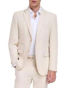 Men's Linen Suits 2 Piece Casual Regular Fit Linen Blazer Jacket And Pants For Summer Beach Weddinghalloween - 黑色 - 查看 3