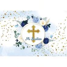 DOERJU Mi Bautizo Backdrop Baptism Party First Holy Communion Christening Backdrop Blue Flowers Boy Girls Baby Shower Newborn Party Decoration Photography Background Photo Studio Shoot Props 10x8ft10
