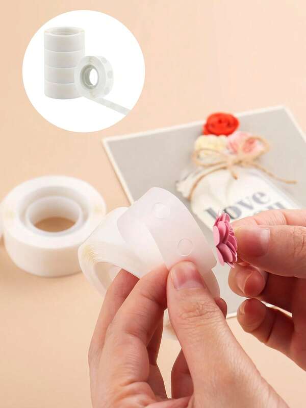 100 piezas/Rollo de cinta adhesiva transparente de doble cara con lunares, adecuada para scrapbooking, manualidades, diarios, decoración de globos para fiestas de cumpleaños y bodas