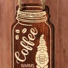 Revestimento de parede de madeira cor café (1/4 de peça), decoração de interiores, conjunto decorativo para canto de café, pendente decorativo - Multicolorido - Ver 5