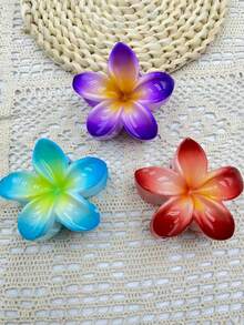 3 Stück/1 Stück 7,5 cm/2,95 Zoll Hibiskus Blumen förmige Kunststoff Haarspangen, blau/orange/lila, leicht, geeignet für den täglichen Gebrauch, Lässig, Party, Pendeln, Strand, Urlaub, Pferdeschwanz, Dutt, Gesichtswäsche, Make-up, Outfit Accessoire Winter Klammer Clips Herbst Haarklammern Elegante Haarspangen