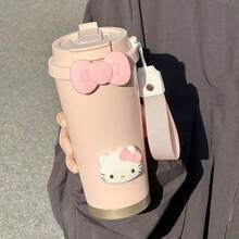 1pc Sanrio KT Kitty Insulated Water Bottle, Girls' Cold Coffee Cup, Stainless Steel Material, High-End Appearance, Student Portable Tumbler With Straw - Leak-Proof, Suitable For Car Cup Holder, Keeps Warm/Cold - Perfect For Iced Drinks In Summer, Cute Cartoon Design With Stars And Characters - Perfect Gift For Birthday And Valentine's Day - Multicolor - View 10