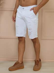Kit 2 Men's Bermuda Shorts Destroyed Washes - Black and White - View 4