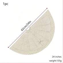 1pc Christmas Tree Skirt, Red Beige Knitted Holiday Tree Bottom Cover, Festive Round Rug, Classic Christmas Decoration, Warm Winter Home Decoration, Suitable For Living Room, Fireplace, Office, Holiday Celebration, Christmas Tree Bottom Decoration, Indoor Holiday Decoration Christmas Decorations Room Decor