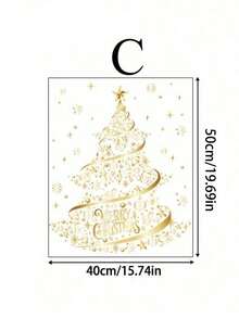 Naklejki na okna w kształcie złotej choinki, duże, statyczne naklejki ścienne DIY na okno i drzwi (1 opakowanie) Dekoracje świąteczne Naklejki na ścianę z dekoracjami świątecznymi Dekoracje do pokoju Dekoracje ścienne Dekoracje świąteczne Dekoracje do domu