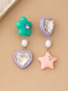 1 pereche de cercei asimetrici asimetrici drăguți de modă drăguț pentru femei, cu culoarea bomboanei