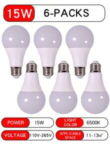 2/4/6/8颗装 7W/9W/12W/15W E27 LED灯泡，相当于100W白炽灯，6500K色温，暖白光/冷白光可选，220°光束角，1100流明，不可调光，E26灯头，UL认证 - 白色 - 查看 19