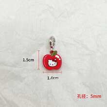 Sanrio Beads Of Dopamine Drip Oil Alloy Hand-Painted Large Hole Beads DIY Bracelet Cute KT Apple Versatile Accessories Finished Product