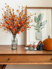 2 buc ramuri artificiale de dovleac cu fructe de pădure, decorare de casă de toamnă cu Ziua Recunoștinței, decorare realistă cu aranjament floral de interior, decorare de casă, baston de mers cu dovleac cu fructe de pădure, aranjament floral artificial de toamnă cu tulpină și ramură de fructe de pădure, decorare de dovleac cu flori de toamnă - Multicolor - Vizualizare 5