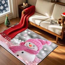 1 pièce Tapis de bain, tapis de cuisine, paillasson avec imprimé bonhomme de neige de Noël - Super doux en microfibre, convient pour la cuisine, la salle de bain, le paillasson décoratif