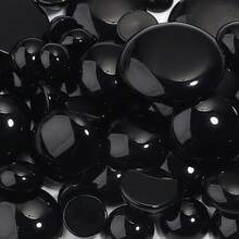 5-10pcs/Pack Natural Black Agate Stone Cabochons, Multi-Size Options, Vintage Elegant Black Gemstone Cabochons For DIY Jewelry Making, Suitable For Necklace, Ring, Bracelet, Jewelry Decoration