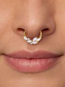 SereneSpark 1 件 925 纯银榄尖形水滴耳环鼻软骨耳轮穿孔精美珠宝适合日常佩戴派对周年纪念情人节 - 金色 - 查看 2