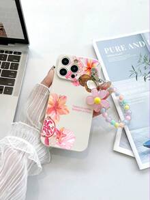 1个白色TPU标语花卉印花防震手机壳和1条粉色花朵串珠手链，时尚百搭全包创意手机壳，适合作为礼物送给女朋友、闺蜜、妻子、爱人、阿姨、老板、姐妹、情侣、同学，兼容/安卓手机。 - 彩色 - 查看 2