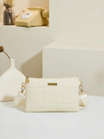 Women's New Fashion Striped Crossbody Bag, Adjustable Contrast Color Strap Small Square Bag, Minimalist Versatile Elegant Shoulder Bag Suitable For Outings, Dates, Shopping, Commuting, Work