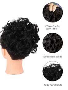 Synthetic Wig Hair Band Elastic Large Steel Comb Pull Flower Hair Pack Wavy Ponytail Natural Simulation Curly Hair Seamless Messy Hair Band Hair Pack - Multicolor - View 4