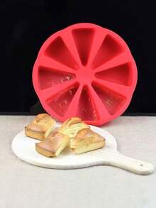 8-Cavity Scone Baking Mold, Silicone Cake/Pizza Baking Tray Mold For Home Baking - Red - View 2