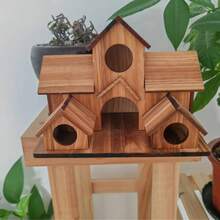 1pc Rustic Outdoor Wooden Bird House With Multiple Rooms, Suitable For Various Small Birds, Multi-Level Hanging Bird Feeder, Suitable For Yard And Outdoor Decor