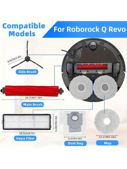 Replacement Parts Roborock Revo/P10 Stofzuiger Cleaner Accessories Kit Main Brush Mop Pads Side Hepa Filters Bags view 2