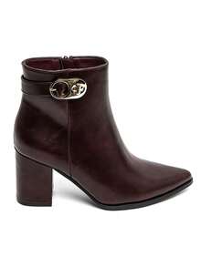 Bottines femme élégantes à talon bloc avec boucle dorée – نوير، مارون، بوردو - عنابي اللون - مشاهدة 3