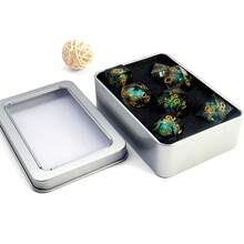 7pcs Set Transparent Reflective Resin Polyhedral Dice, Suitable For Outdoor Games, Board Games, Holiday Gifts, Includes Gift Box