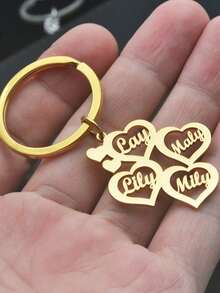 1pc Customized Multi-Heart Shaped Name Keychain, Stainless Steel Accessory, Personalized Family Member Name Keychain, Family Gift, Father's Day Gift, Graduation Gift, Couple Gift, Friendship Gift - Multicolor - View 17